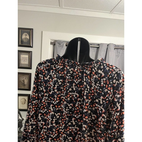 C&C CALIFORNIA Pink & Navy Speckled Peasant Boho V Neck Blouse Top Size XL EUC - Picture 2 of 10